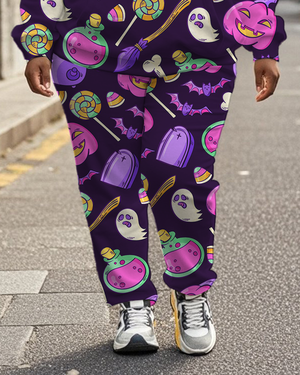 Women's Plus Size Halloween Graffiti Hoodie Set