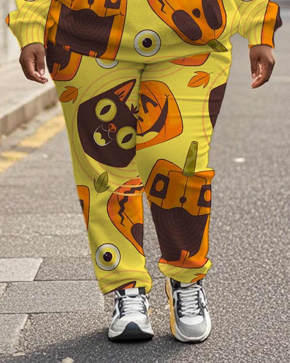 Women's Plus Size Halloween Graffiti Hoodie Set