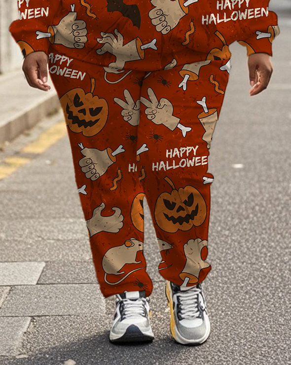 Women's Plus Size Halloween Graffiti Hoodie Set