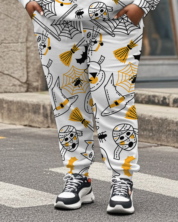Women's Plus Size Halloween Graffiti Hoodie Set