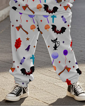 Women's Plus Size Halloween Graffiti Hoodie Set