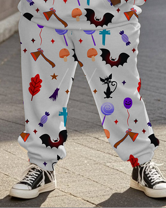 Women's Plus Size Halloween Graffiti Hoodie Set