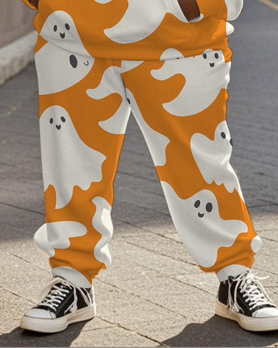 Women's Plus Size Halloween Graffiti Hoodie Set