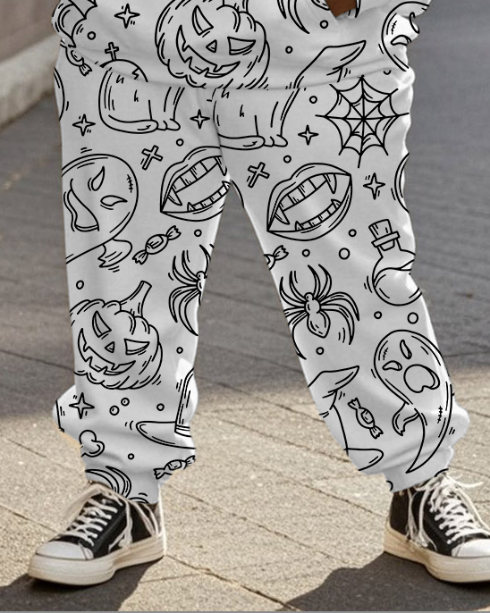 Women's Plus Size Halloween Graffiti Hoodie Set