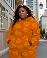 Women's Plus Size Halloween Graffiti Hoodie Set