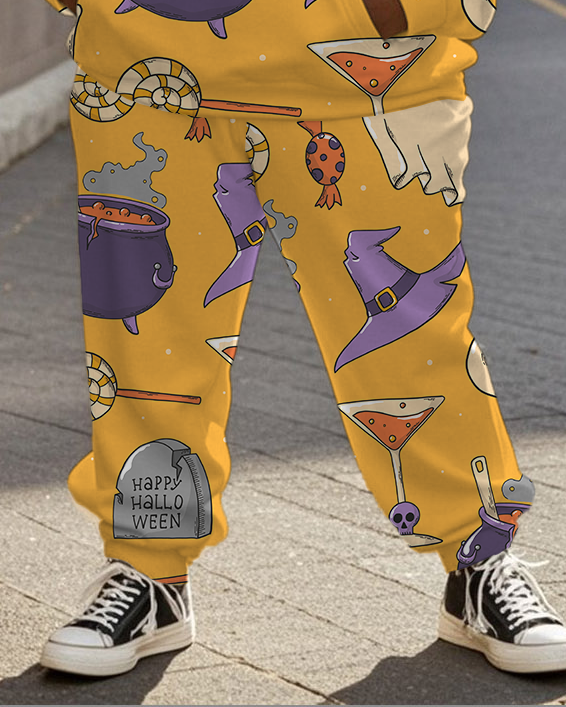 Women's Plus Size Halloween Graffiti Hoodie Set