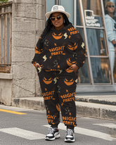 Women's Plus Size Halloween Graffiti Hoodie Set