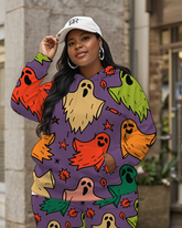 Women's Plus Size Halloween Graffiti Hoodie Set