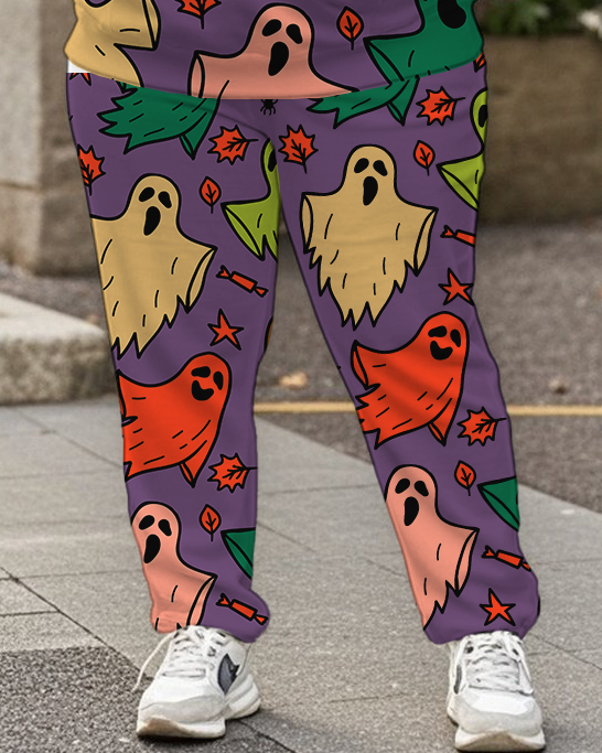 Women's Plus Size Halloween Graffiti Hoodie Set