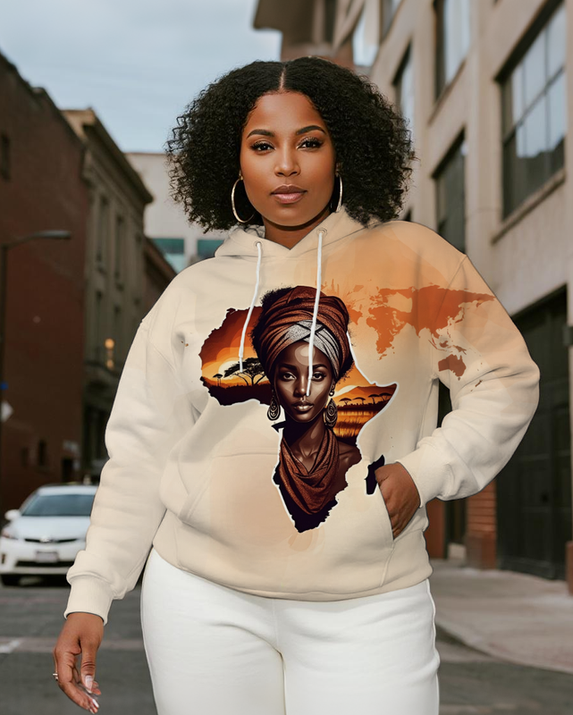Women's Plus Size  Long Sleeve Hoodie