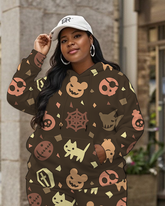 Women's Plus Size Halloween Graffiti Hoodie Set