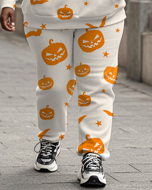 Women's Plus Size Halloween Graffiti Hoodie Set