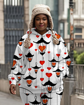 Women's Plus Size Halloween Graffiti Hoodie Set
