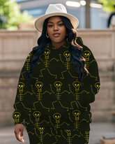 Women's Plus Size Halloween Graffiti Hoodie Set