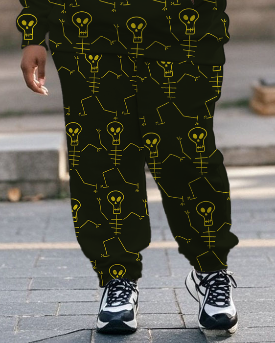 Women's Plus Size Halloween Graffiti Hoodie Set