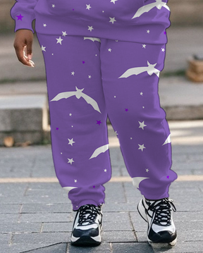 Women's Plus Size Halloween Graffiti Hoodie Set