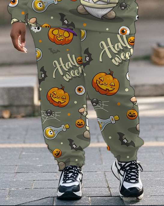 Women's Plus Size Halloween Graffiti Hoodie Set