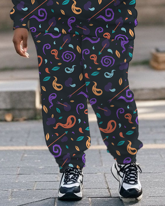 Women's Plus Size Halloween Graffiti Hoodie Set