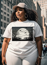 A terrifying graveyard at night Women's Plus Size T-shirts