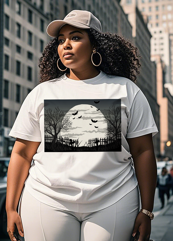 A terrifying graveyard at night Women's Plus Size T-shirts