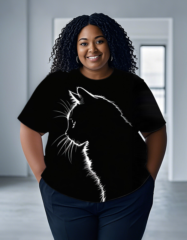 Black Cat Women's Plus Size T-shirts