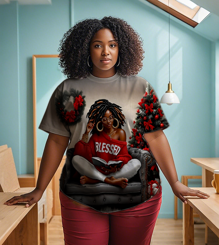 Blessed Curly Hair Girl Women's Plus Size T-shirts