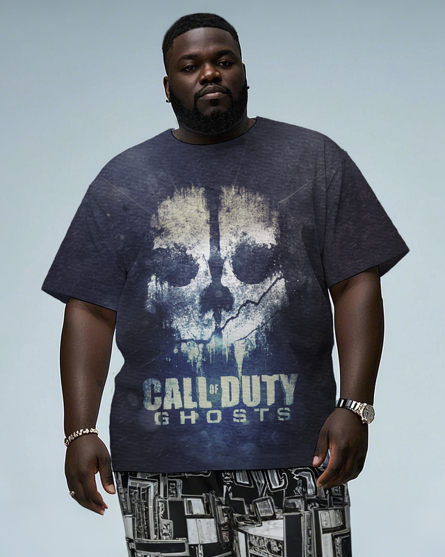 COD GHOSTS SKULL Men's Plus Size Short Sleeve T-Shirt