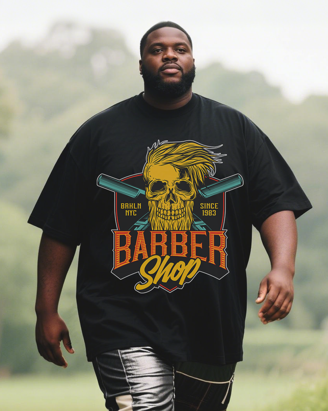 Classic-barbershop-font Men's Plus Size Short Sleeve T-Shirt