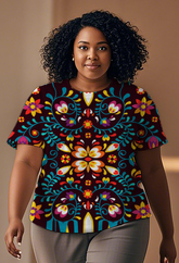 Colorful abstract flowers Women's Plus Size T-shirts