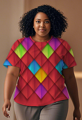 Colorful paper rhombus patterns Women's Plus Size T-shirts