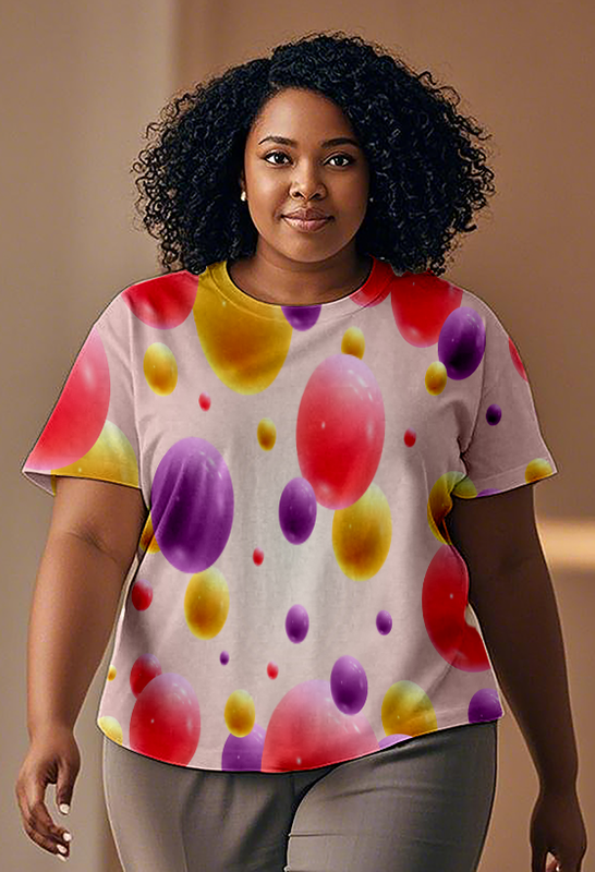 Colorful three - dimensional balls Women's Plus Size T-shirts