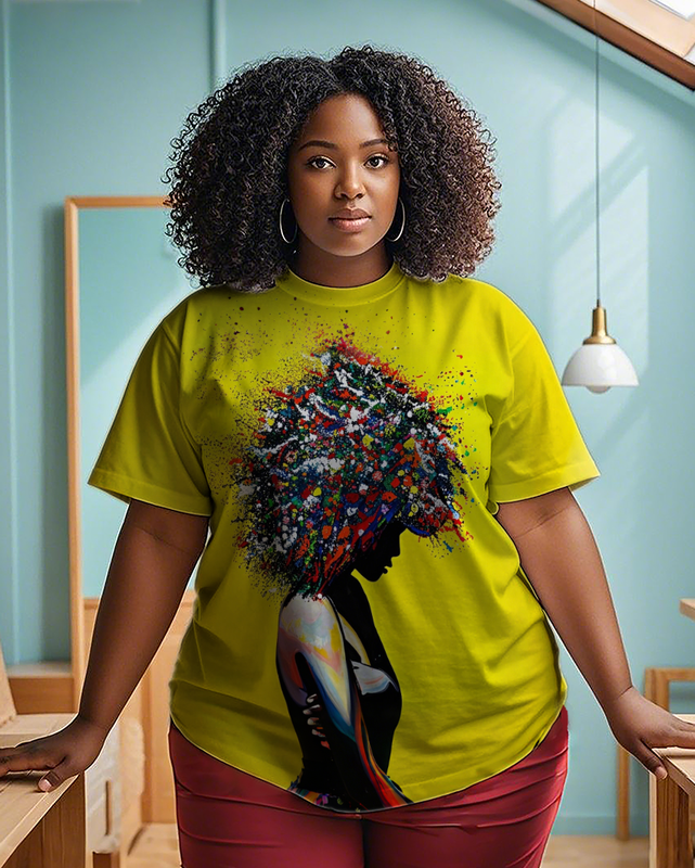 Colourful African Girl Women's Plus Size T-shirts