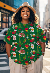 Cute festive elephants and hedgehogs Women's Plus Size T-shirts