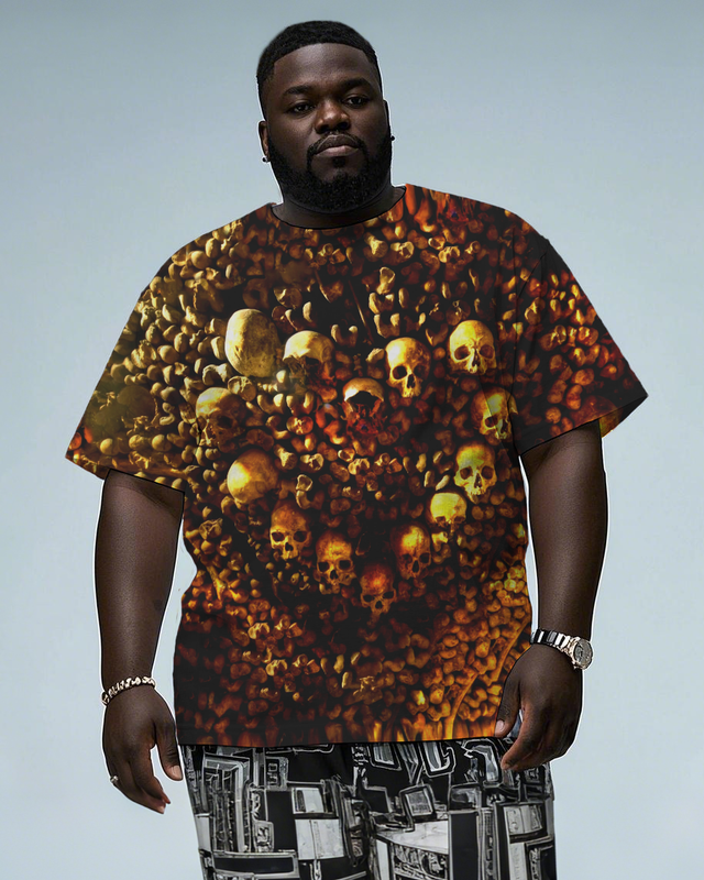 Dark Echoes The Realm of Skulls Men's Plus Size Short Sleeve T-Shirt
