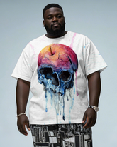 Dark Fusion The Melting Skull  Men's Plus Size Short Sleeve T-Shirt