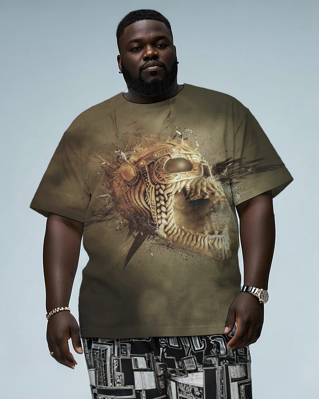 Dark Majesty The Skull of Legends Men's Plus Size Short Sleeve T-Shirt