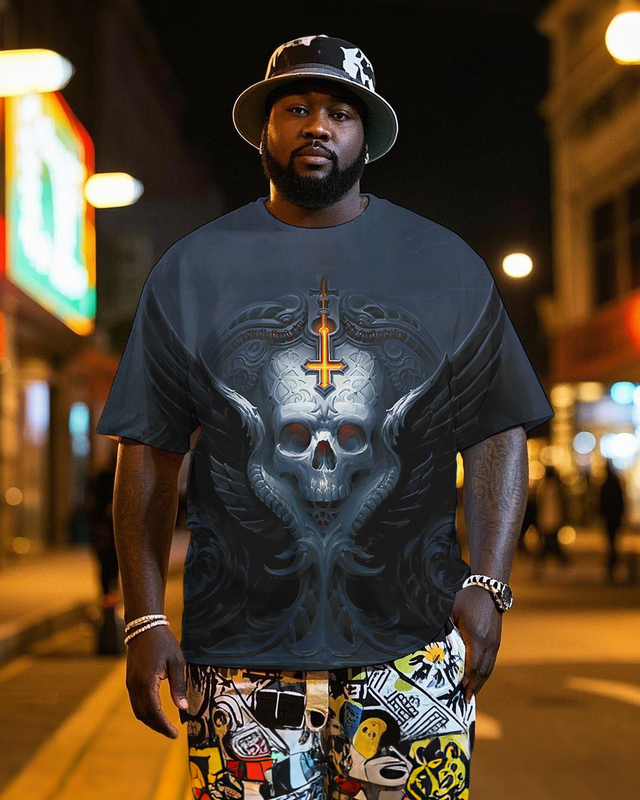Dark Skull Art Men's Plus Size Short Sleeve T-Shirt