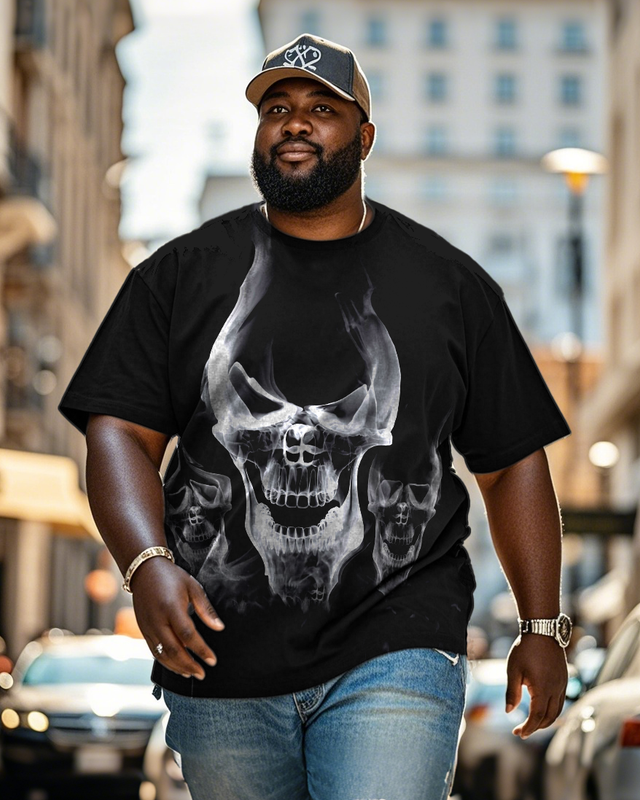Dark Skull Illusions Men's Plus Size Short Sleeve T-Shirt