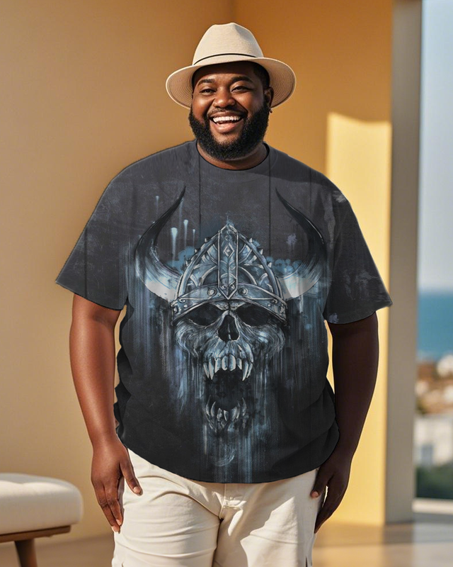 Dark Skull The Fearsome Warrior Men's Plus Size Short Sleeve T-Shirt