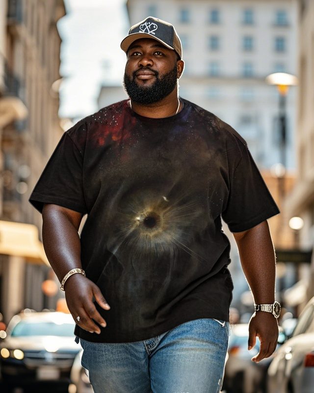 Dark Skull in Cosmic Shadows Men's Plus Size Short Sleeve T-Shirt