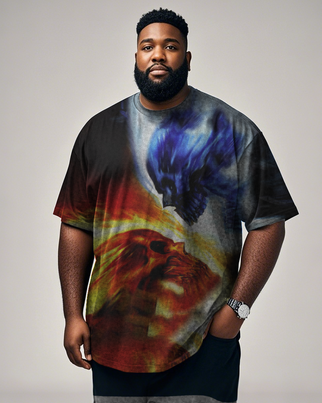 Dark Skulls A Clash of Shadows Men's Plus Size Short Sleeve T-Shirt