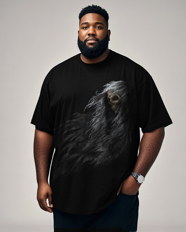 Dark Whisper The Skull's Embrace Men's Plus Size Short Sleeve T-Shirt
