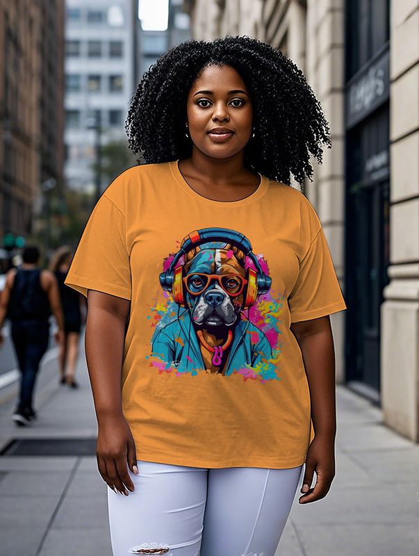 Dog Headphones Women's Plus Size T-shirts