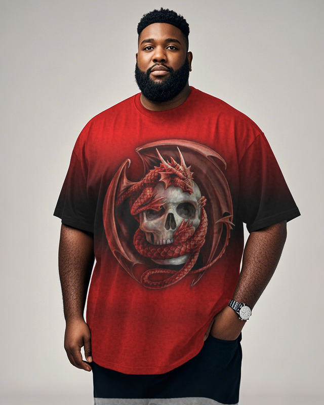 Dragon Skull Darkness Men's Plus Size Short Sleeve T-Shirt