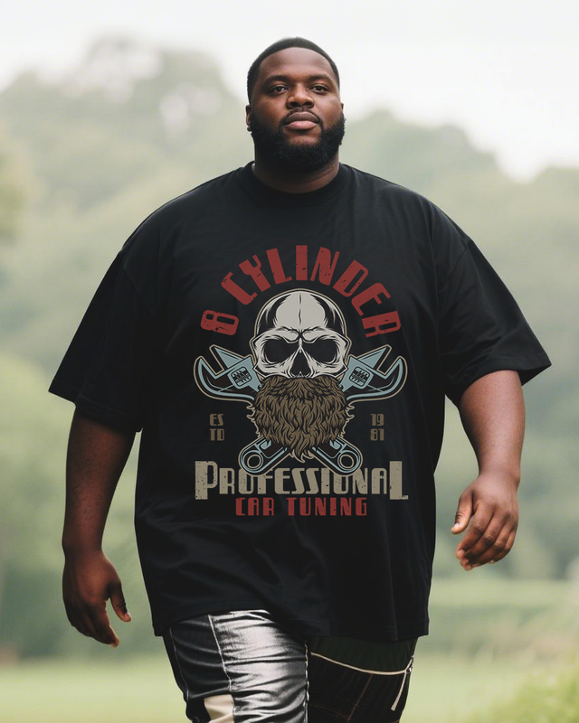 Eight-Cylinder Men's Plus Size Short Sleeve T-Shirt