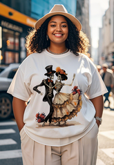 Flower - dancing Skull Women's Plus Size T-shirts