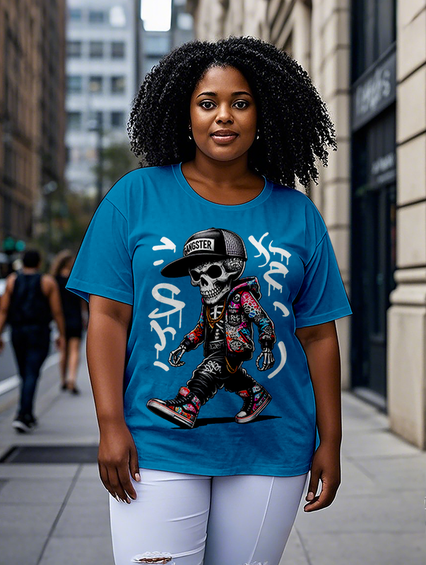 Gangster Skeleton Women's Plus Size T-shirts
