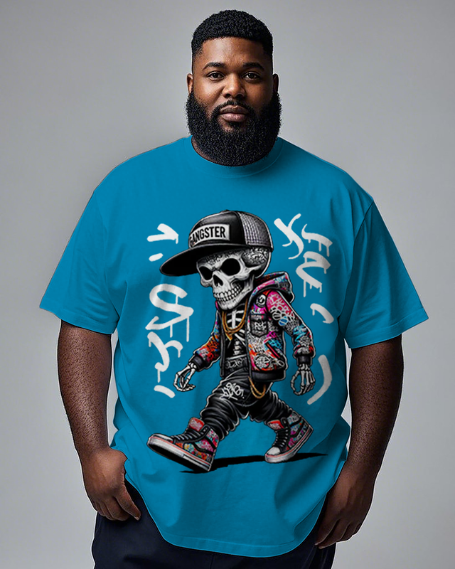 Gangster Skeleton Men's Plus Size Short Sleeve T-Shirt