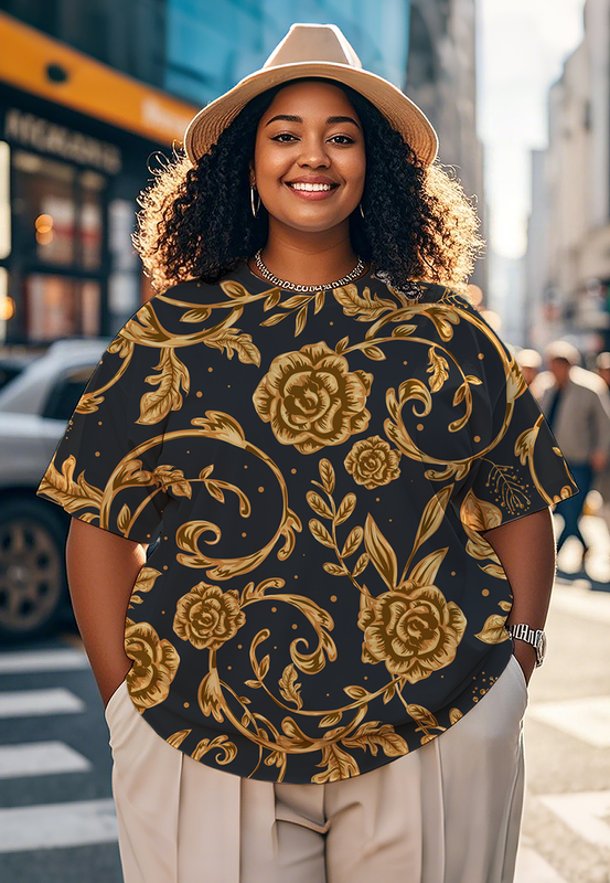 Golden roses Women's Plus Size T-shirts
