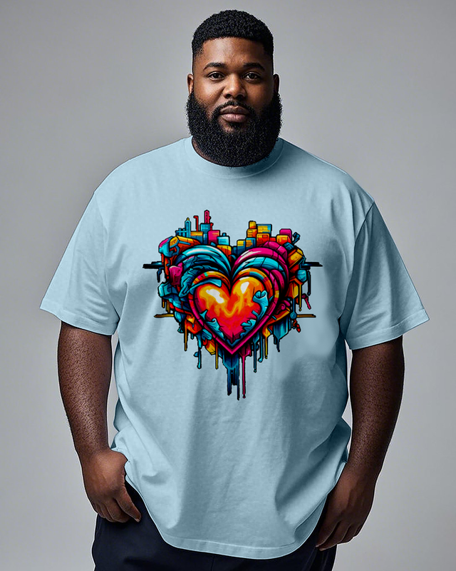 Graffiti Heart Men's Plus Size Short Sleeve T-Shirt